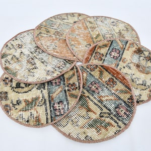Rustic Rug Supla, Kilim Supla, Service Rug Placemat, Set Of Six, 10&quot;x10&quot; Kitchen Decor, Dining Accesory, Handmade Rug Supla, Mouse Pad, 21