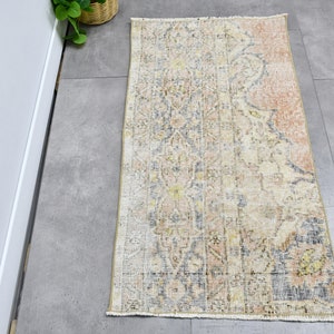 2x4 ft Small Rugs, Vintage Rug, Turkish Rug, Faded Oushak Rug, Rugs For Entry, 1.7x3.2 ft Beige Rug, Door Mat Rug, Turkish Rug Small,