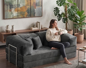 Modular Velvet Sofa, Low Profile Floor Sofa, Deep Seat Floor Sofa, Modern Floor Lounge Couch, Minimal Lounge Couch,Low Seating Couch,