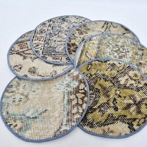 Best Gift For Her, Kilim Supla, Service Rug Placemat, Set Of Six, 10&quot;x10&quot; Kitchen Decor, Dining Accesory, Handmade Rug Supla, Mouse Pad, 78