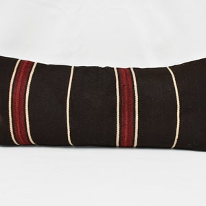 Throw Pillow Covers, Designer Pillows, Turkish Kilim Pillow, 16x36 Brown Pillow Case, Striped Pillow Cover, Personalized Gifts Pillow,   421