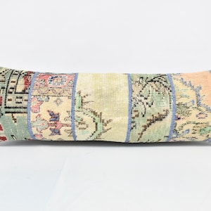 Turkish Pillow, Pillow Covers, Home Decor Pillow, 12x36 Green Pillow Cover, Rug Cushion, Hallowen Cushion, Indoor Pillow, 1037
