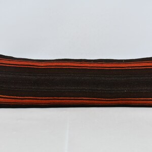 Turkish Pillow, Kilim Pillows, Designer Pillows, 12x36 Brown Pillow, Striped Pillow Case, Coastal Pillow Covers, Bolster Throw Pillow, 1214