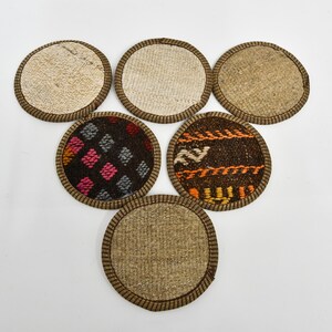 Round Coaster, Kilim Coaster, Coffee Cup Pad, Beige Coaster, Patterned Coaster, Natural Rug Pad, Unique Coaster, Rustic Coaster,