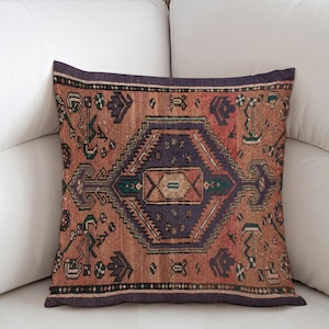 18x18 Pillow, Anatolian Kilim Pillow, Bench Cushion, Ethnic Turkish Cushion Cover, Kurdish Style Pillow, Oushak Rug Pillow,