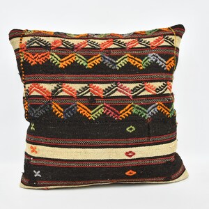 Kilim Pillow Covers, Kilim Pillow Cases, Turkish Kilim Pillow, 28x28 Brown Cushion Case, Patterned Pillow Case, Trendy Pillow Covers, 405