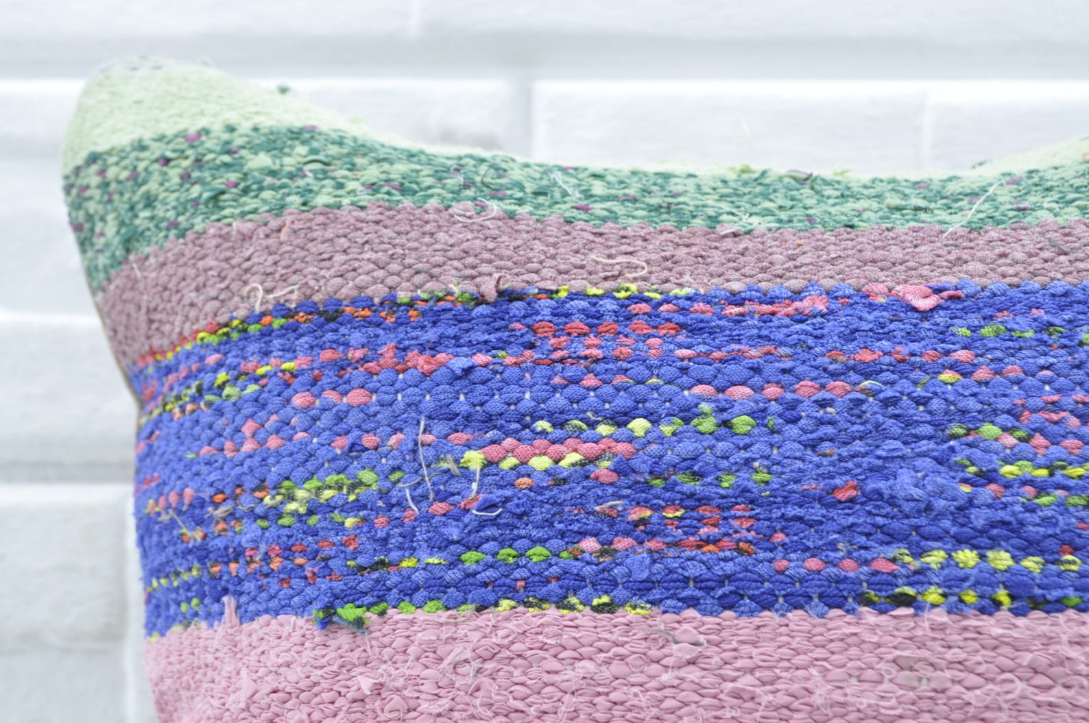 Cotton kilim pillow blue striped kilim pillow oriental pillow Etsy