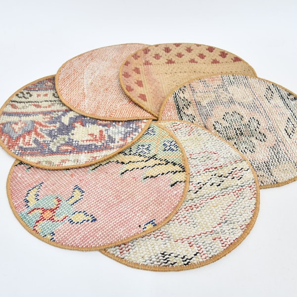 Rug Supla, Kilim Supla, Kitchen Decor, Beige Pad, Rug Coaster, Tribal Pad, Natural Placemat, Round Underplate, Best Pad,