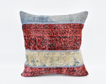 Kilim Pillows, Kilim Pillow Covers, Home Decor Pillow, 24x24 Red Pillow Case, Rug Pillow Case, Gift Pillow Covers, Aesthetic Pillow, 1559