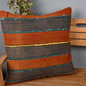 Body Pillow, Designer Pillows, Throw Pillow Cover, Turkish Pillow, 24x24 Red Cushion Case, Striped Pillow, Wedding Gifts Pillow,  1817