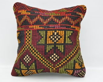 kilim pillow 20"x20" cushion cover embroidered sofa pillow cover anatolian pillow ethnic pillow kelim kissen No 2937