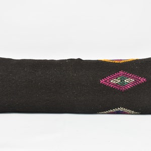 Kilim Pillow Covers, Turkish Pillow, Antique Pillows, 16x48 Black Pillow, Patterned Pillow, Hippie Throw Pillow Cover, Antique  819