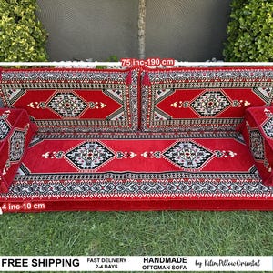 Floor sofa, Arabic seating, Moroccan sofa, U-shaped sofa, Sectional floor seating, Majlis seating, Floor cushions, Living room floor sofa, imagem 6