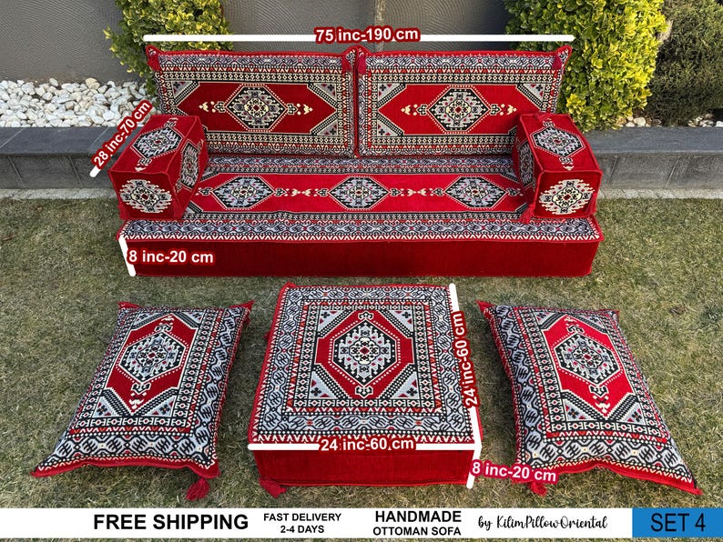 Sofa, Floor Sofa, Floor cushion, Arabic Sofa, Ottoman Sofa, Traditional Floor Cushion, Sark Kosesi, Couch Pillow, Turkish Kilim Pillow image 1