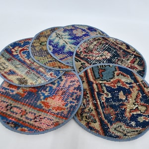Dinnerware Sets, Kilim Supla, Service Rug Placemat, Set Of Six, 10&quot;x10&quot; Table Decor, Dining Accesory, Handmade Rug Supla, Natural Supla, 81