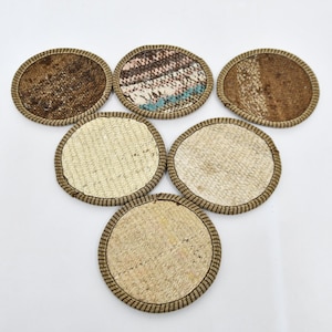 Glass Pad, Rug Coaster, Round Coaster, Beige Coaster, Rug Coaster, Rustic Pad, Unique Coaster, Coffee Coaster, Natural Rug Pad,