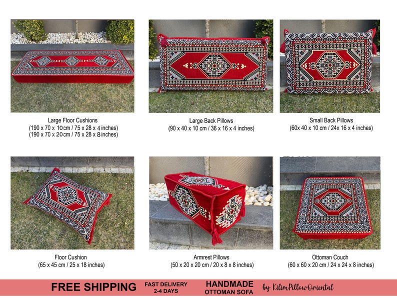 Sofa, Floor Sofa, Floor cushion, Arabic Sofa, Ottoman Sofa, Traditional Floor Cushion, Sark Kosesi, Couch Pillow, Turkish Kilim Pillow image 9