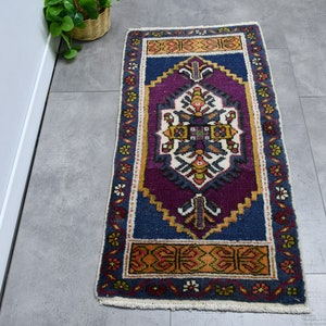 Embossed Turkish Rug, 2x4 ft Small Rug, Vintage Rug, Carved Oushak Rug, Rugs For Entry, 1.6x3.3 ft Purple Rug, Antique Rug, Small Area Rug,