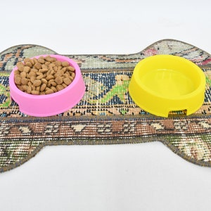 Kilim Animal Pad, Water Pad, Dog Mat, Green Pad, Rug Pad, Traditional Pad, Rustic Mat, Pet Lover Gift Pad, Bone Design Pad, Woven Mat,