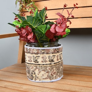 Decorative Plant Pot Cover, Round Planter Cover, Plant Pot Cover, Flower Pot Holders, Indoor Planters, 6x7 Inches, Kilim planter, 21