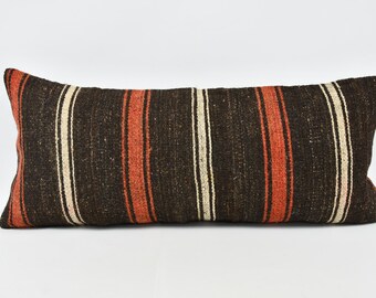 Coussin Lombaire Kilim En Laine Naturelle 50x30 Cm - Coussins Et Taies D'oreiller Vintage Fait Main - Turquie