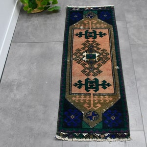 Turkish Rug, Vintage Rug, 2x4 Small Rug, Antique Anatolian Rugs, Rugs For Entry, 1.2x3.2 ft Brown Rug, Oriental Rug, Small Boho Rug,
