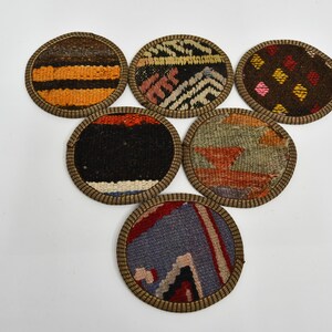 Glass Pad, Kilim Coaster, Tea Pad, Brown Coaster, Striped Coaster, Coffee Coaster, Tribal Coaster, Hand Crafted Pad,