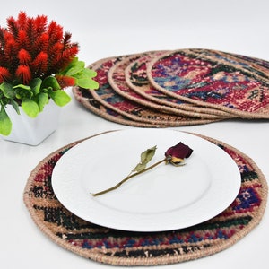 Table Decor, Kilim Supla, Service Rug Placemat, Set Of Six, 10&quot;x10&quot; Kitchen Decor, Dining Accesory, Handmade Rug Supla, 4