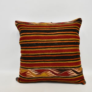 Kilim Pillows, Kilim Pillow Cases, Home Decor Pillow, 24x24 Red Pillow Cover, Striped Pillow Covers, Funny Throw Pillow Case,   1663