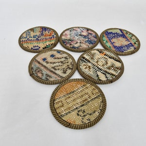 Kitchen Decor, Beer Coaster, Drink Coaster, Beige Coaster, Rug Coaster, Antique Rug Coaster, Tribal Coaster, Hand Crafted Pad,