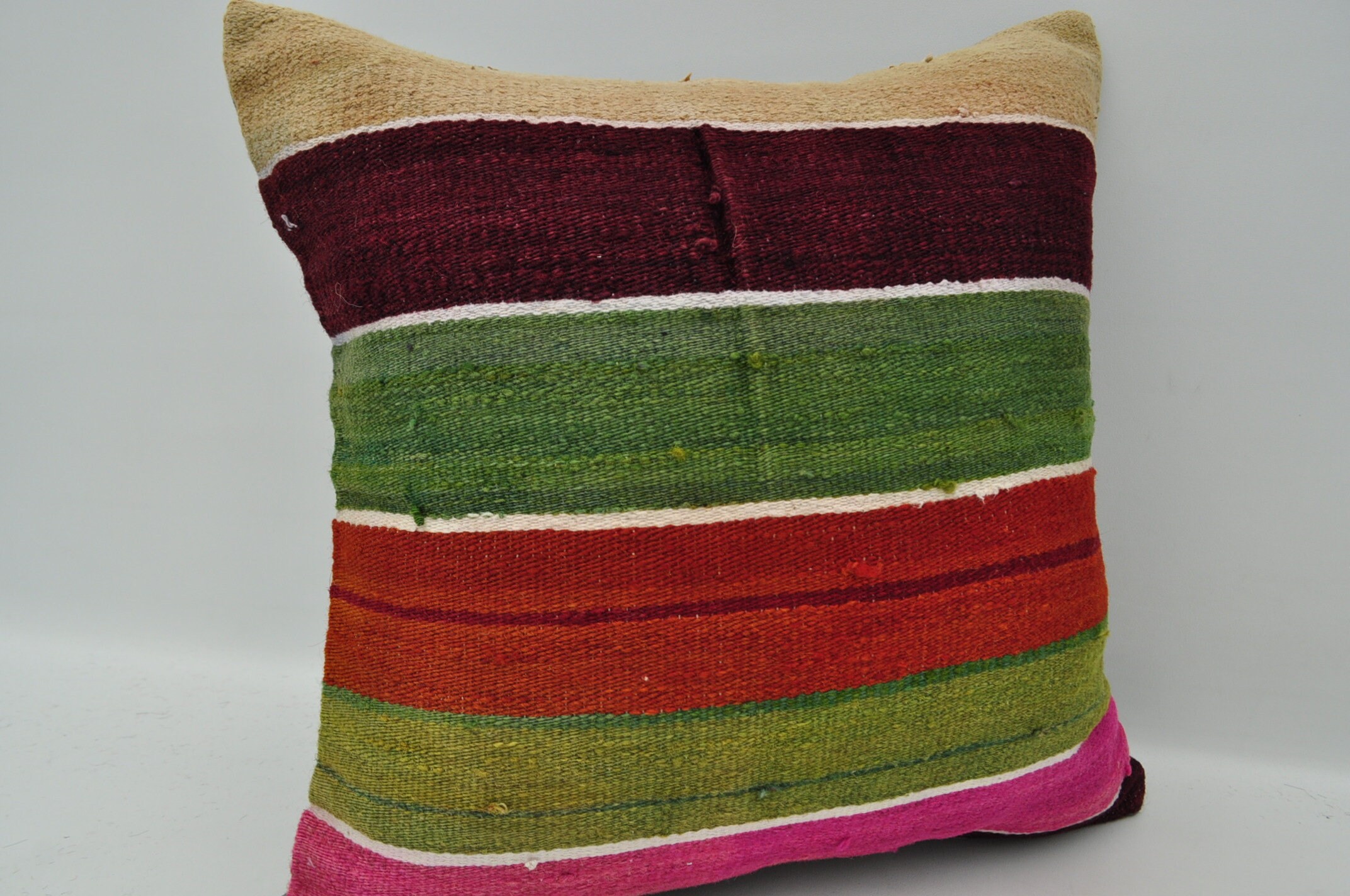 Kilim Pillow Multicolor Striped Kilim Pillow Etsy