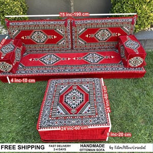 Floor sofa, Arabic seating, Moroccan sofa, U-shaped sofa, Sectional floor seating, Majlis seating, Floor cushions, Living room floor sofa, imagem 5