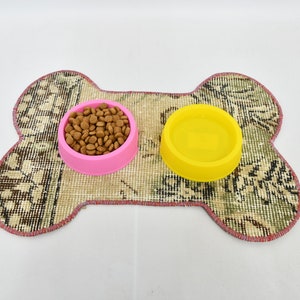 Custom Pad Mat, Bone Pad, Bone Shabe Pad, Beige Mat, Rug Mat, Tribal Mat, Woven Pad, Non Slip Mat, Dog Bowl Stand Pad, Natural Mat,