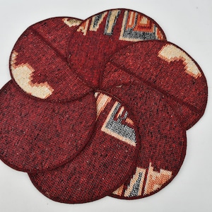 Antique Rug Supla, Kilim Supla, Gift For Her, Red Supla, Patterned Supla, Vintage Placemat, Handmade Supla, Oriental Small Underplate,