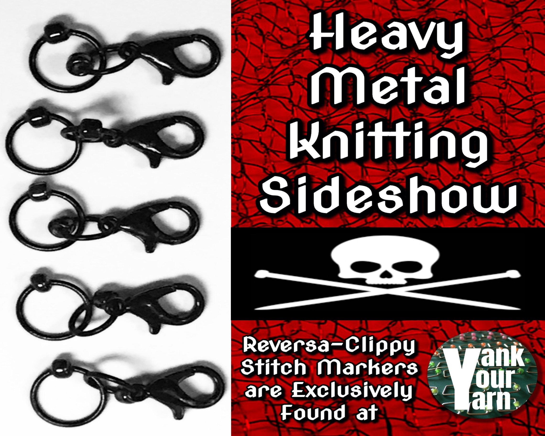 Heavy Metal Knitting Sideshow Reversa-clippy Stitch Markers 