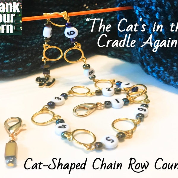 The Cat's in the Cradle Again -- Cat-Shaped Chain Knitting Row Counter