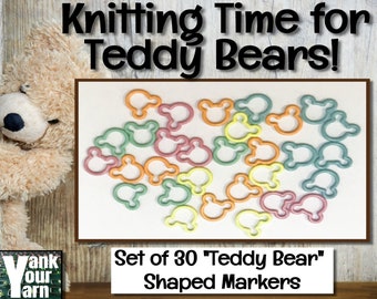 Knitting Time for Teddy Bears!  Bear-Shaped Stitch Markers with Storage Tin!