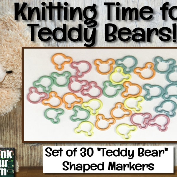 Knitting Time for Teddy Bears!  Bear-Shaped Stitch Markers with Storage Tin!