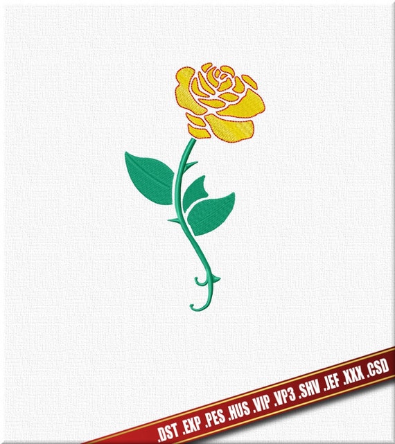 Yellow Rose Embroidery Design. Digital Machine embroidery file Etsy