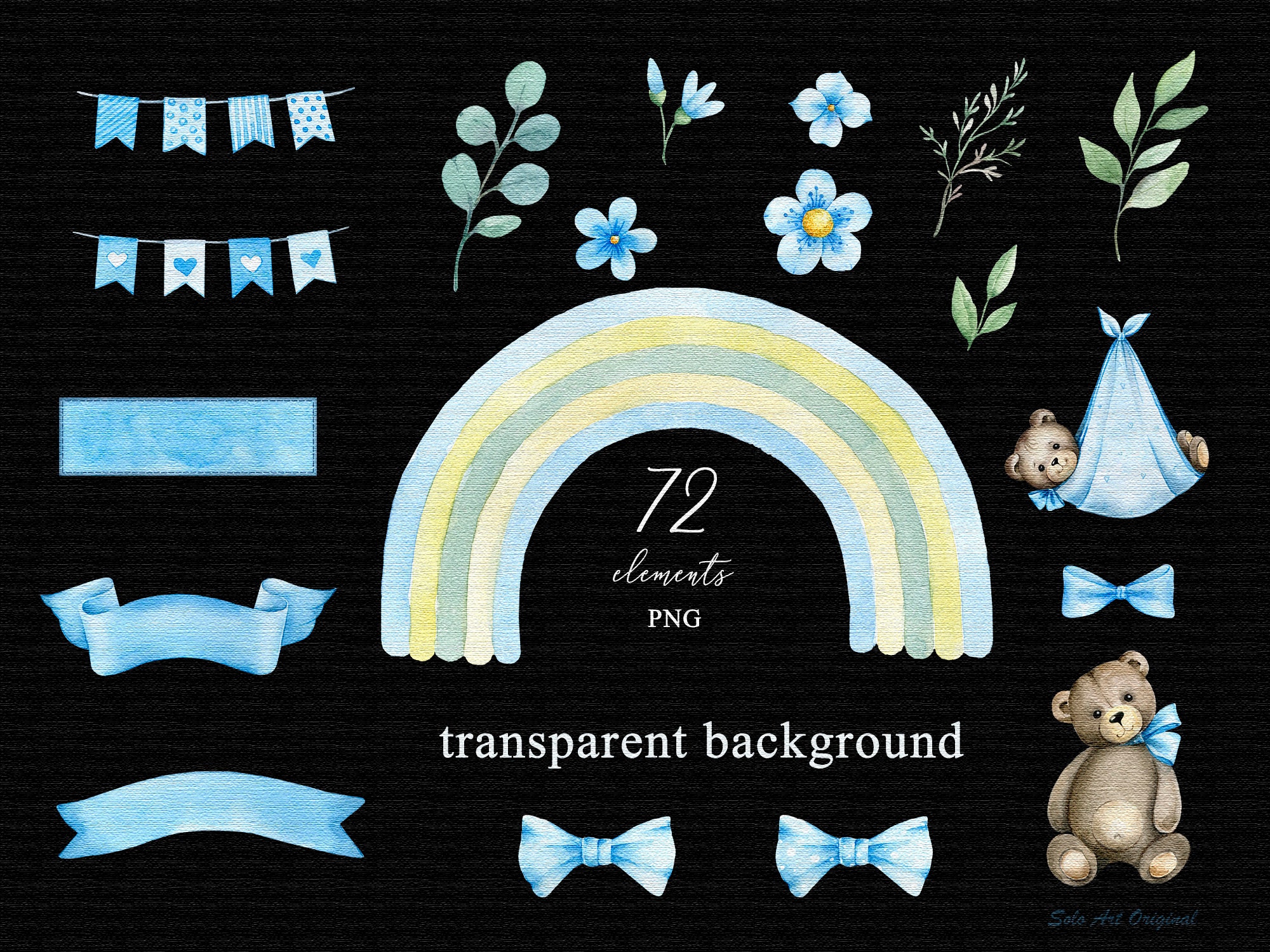 Teddy Bear Baby Shower Clipart Little Bear Baby Boy PNG Watercolor Clip ...