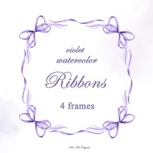 Molduras violetas Aquarela Arcos Fitas chá de bebê menina menino Feriado Clipart Digital Presentes de Aniversário Design Cartão Sublimação Png Vintage
