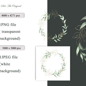 Greenery Circle Frame Floral Wreath Eucalyptus Green Gold Botanical ...