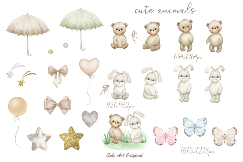 Teddy bear Boho rainbow Baby shower boy,girl,neutral gender Bunny Floral frame Clipart newborn PNG Watercolor painting Clip art imagem 2