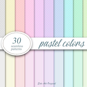 Pois Strisce Colori pastello Carta digitale Sfondo Semplice Motivi senza soluzione di continuità Confezione da 30 fogli Design tessile Sfondo per scrapbooking