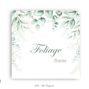 Eucalyptus  Floral frame border Greenery background Botanical Watercolor frame  Foliage PNG JPEG Leafy Wedding invitation Save the date