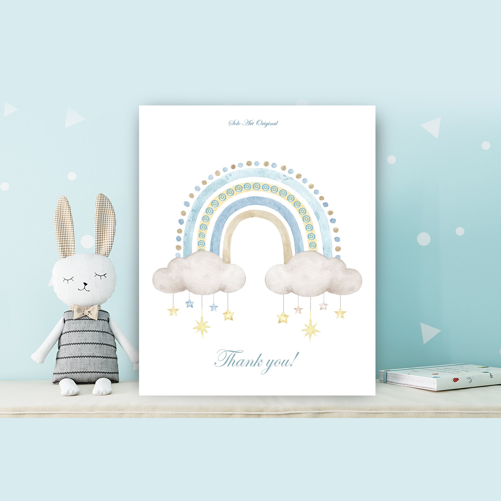Rainbow Baby Boy Shower Blue Clouds Clipart Newborn PNG Watercolor ...