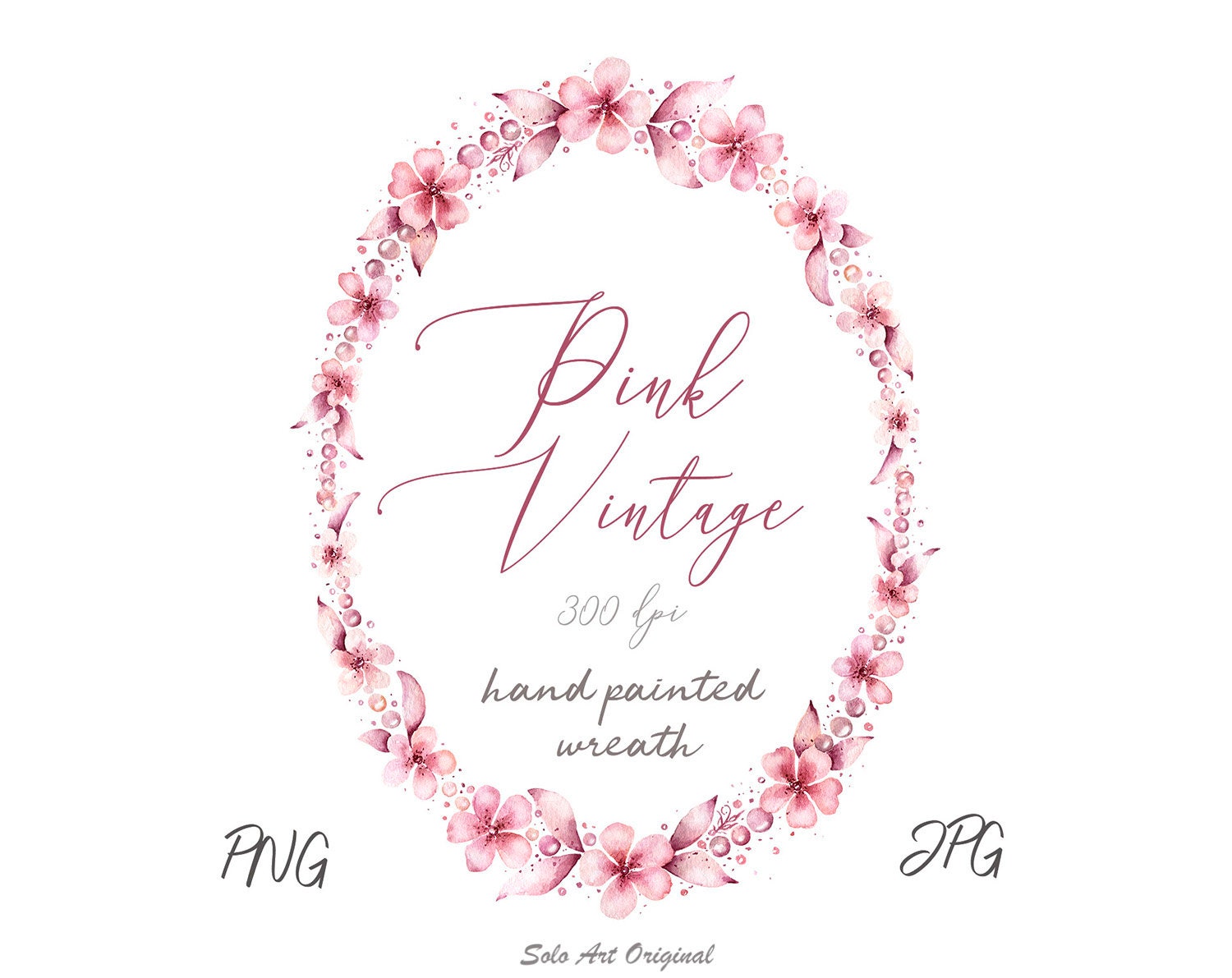 Vintage Pink Floral Wreath Png Clipart Watercolor Oval Frame Etsy Singapore