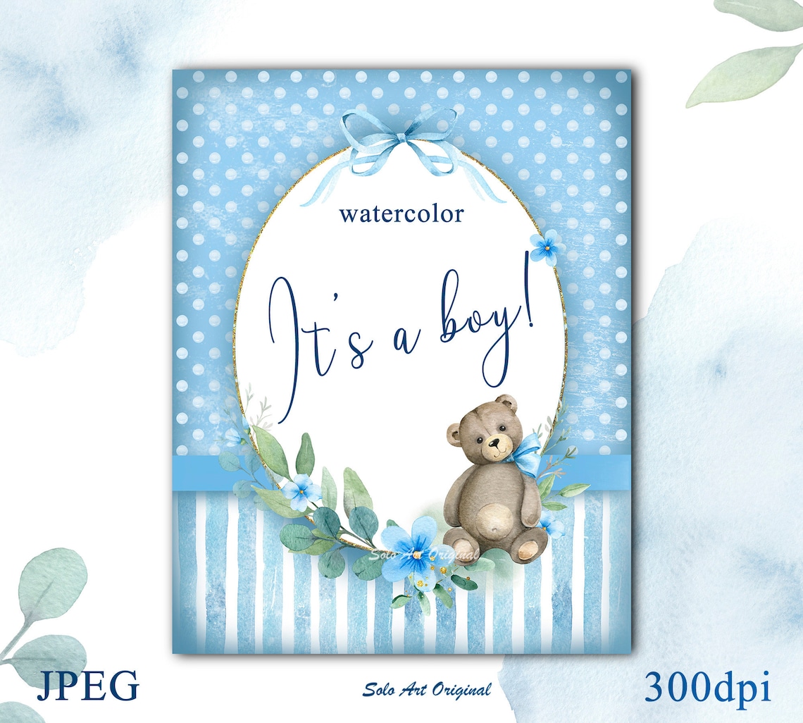 Baby Boy Frame Baby Shower Little Bear PNG JPEG Clipart Etsy