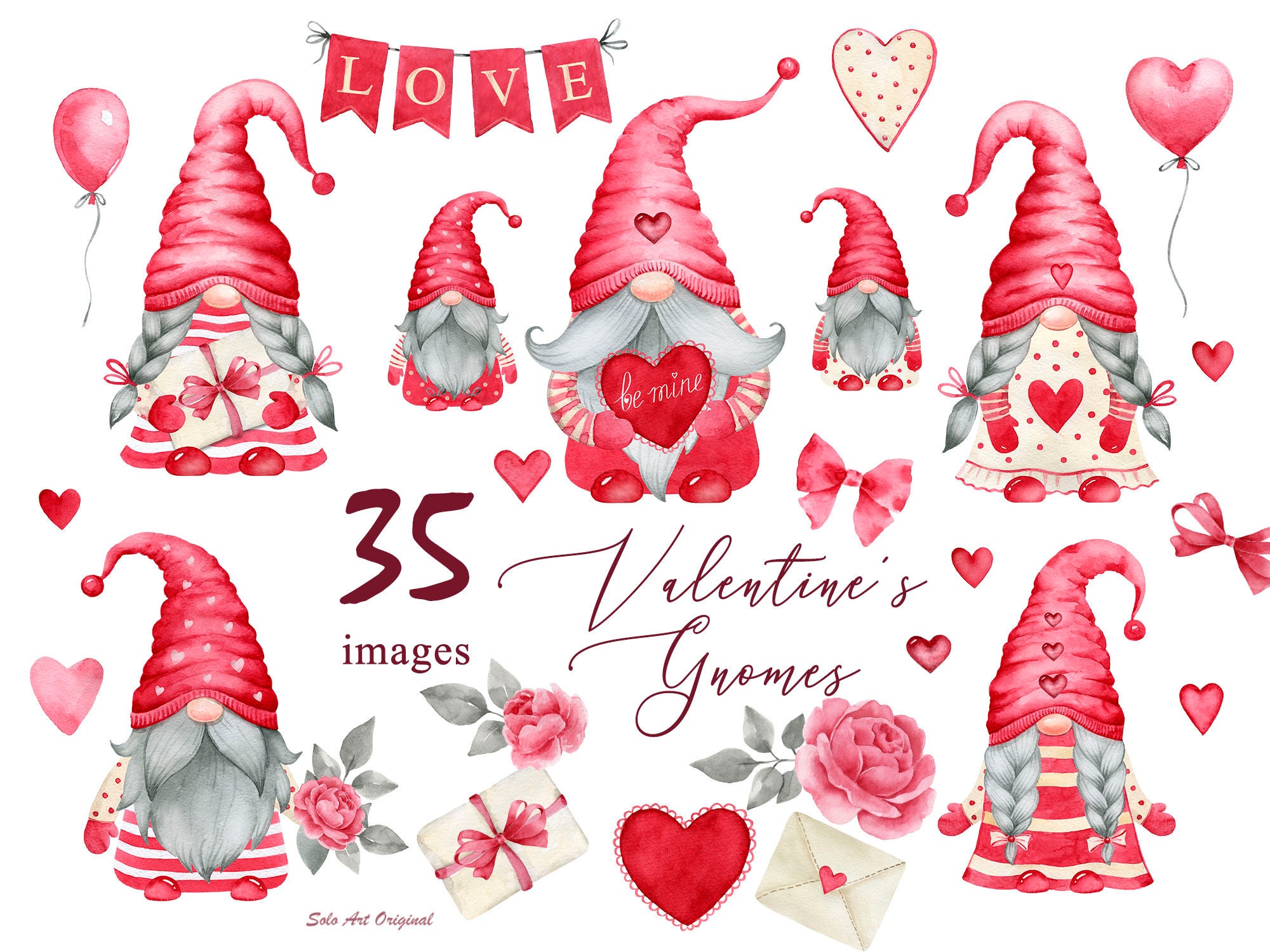 Valentine's Day Gnomes Girls/gnomes Boys Red Hearts Etsy