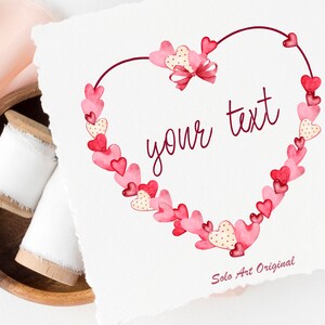 Valentine's Day Love Clipart Frame Red Hearts PNG JPEG Watercolor ...